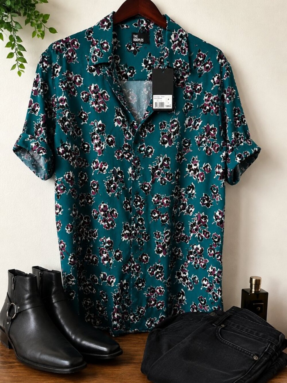 The Kooples Floral Slim Fit Shirt Mens M NWT Designer Rock Style Button Up